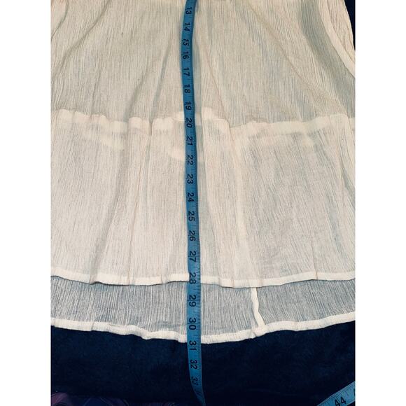 NEW BLUE HIPPY COTTON GAUZE LACE INSET TUNIC TOP M/L COTTAGECORE BOHO - Picture 8 of 8